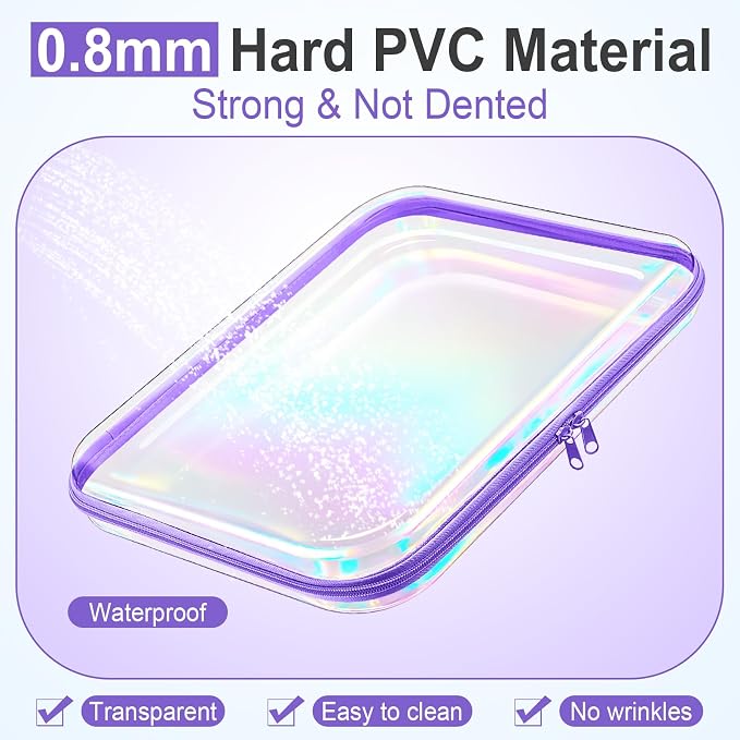 Sanwuta 6 Pcs Clear Hard Zipper Case Hard Plastic Zipper Pouches Transparent - Image 4