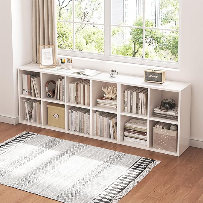 NELYE 8 Cube Organizer Bookcase White Open Shelf | Suitable - Image 5