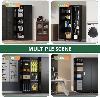 Metal Broom Closet, Garage Storage Cabinet, Tool Chest Bathroom Cabinet - Image 6