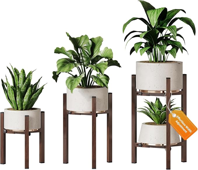 3 Pack Plant Stand Indoor Adjustable, Metal Modern Indoor Plant Stand, Heavy by SculptingLightGarden