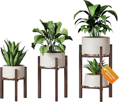 3 Pack Plant Stand Indoor Adjustable, Metal Modern Indoor Plant Stand, Heavy by SculptingLightGarden