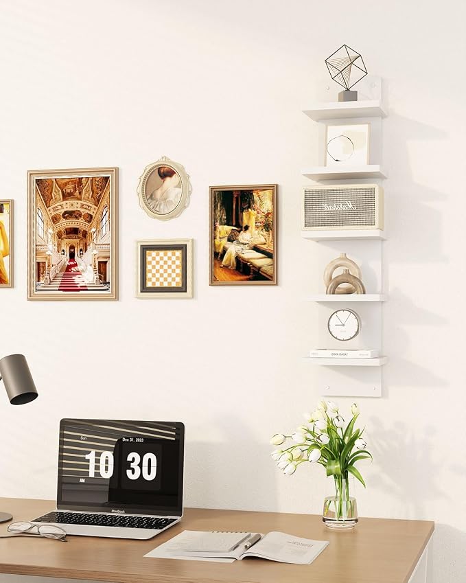 IBUYKE 5 Tier Wall Shelf Unit, Decorative Wall Mount Vertical Shelving - Image 2