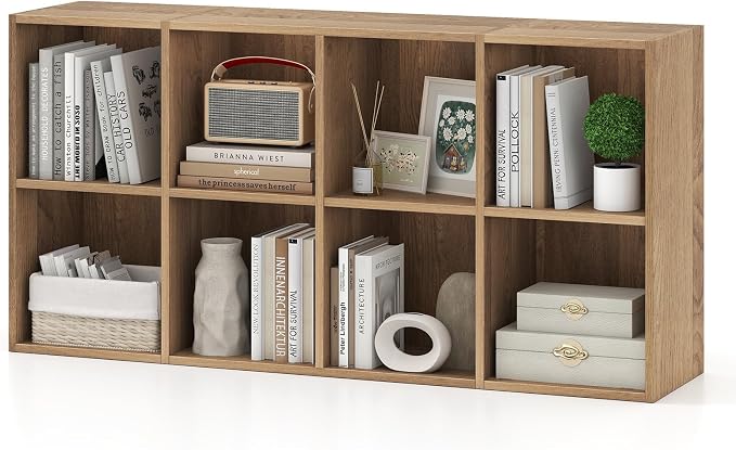 Giantex 8-Cube Bookcase, 3-Tier Cubby Bookshelf, Horizontal Vertical Display by Giantex