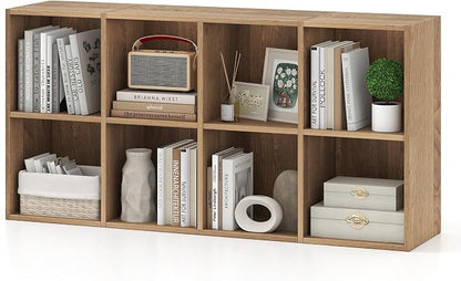 Giantex 8-Cube Bookcase, 3-Tier Cubby Bookshelf, Horizontal Vertical Display by Giantex