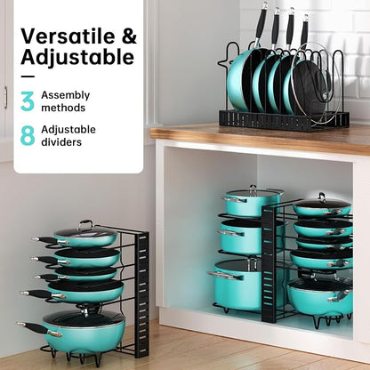 MUDEELA Pots and Pans Organizer Rack under Cabinet 16.61 Height, 8 Tiers - Image 5