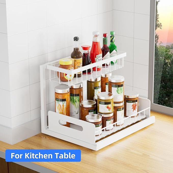 2-Tier Under Sink Slide Out Organizer, Pull Out Cabinet Storage Shelf - Image 6