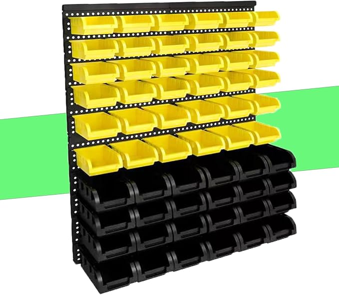 60Pcs Plastic Wall Mounted Storage Bins Parts Rack Nuts And Bolt Bins Organizer by Unknown
