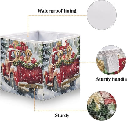 Christmas Red Truck Two Dog Closet Organizers Storage Cubes Storage Bins Shelf - Image 4