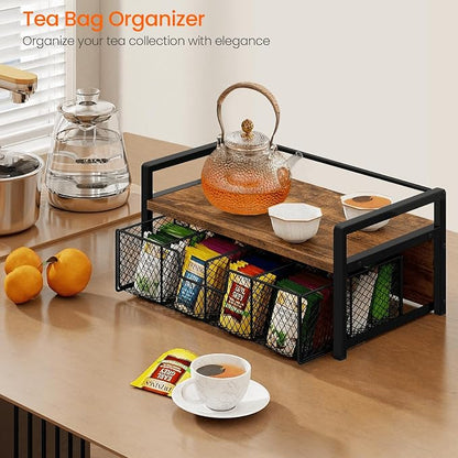 Homode Tea Bag Organizer, Wood Tea Organizers and Storage Chest, Teabag Holder - Image 4