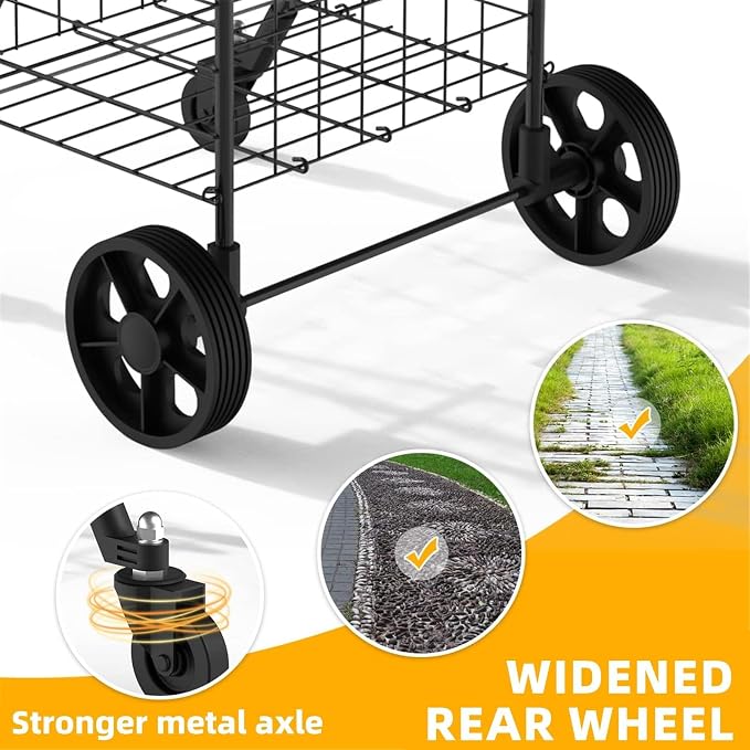 Shopping Cart for Groceries, Folding Utility Cart - Image 5