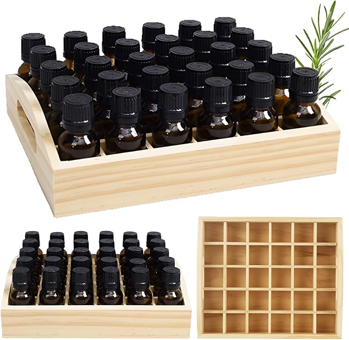 2 PCS Wooden Essential Oil Bottle Storage Box, Essential Oil Holder Detachable by Oungy