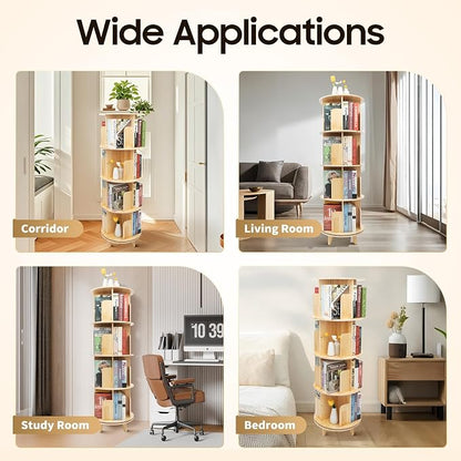 Rotating Bookshelf, Revolving Bookcase, Stackable Bookshelf Organizer, Swivel - Image 7