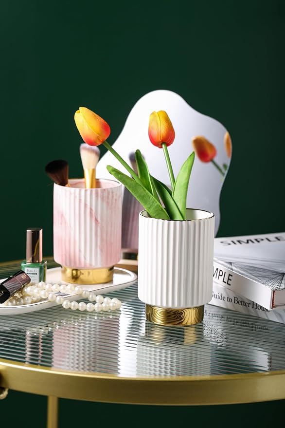 IEEK Makeup Brush holder Organizer, Glass Cosmetic Makeup Brush Cup Ceramics - Image 7