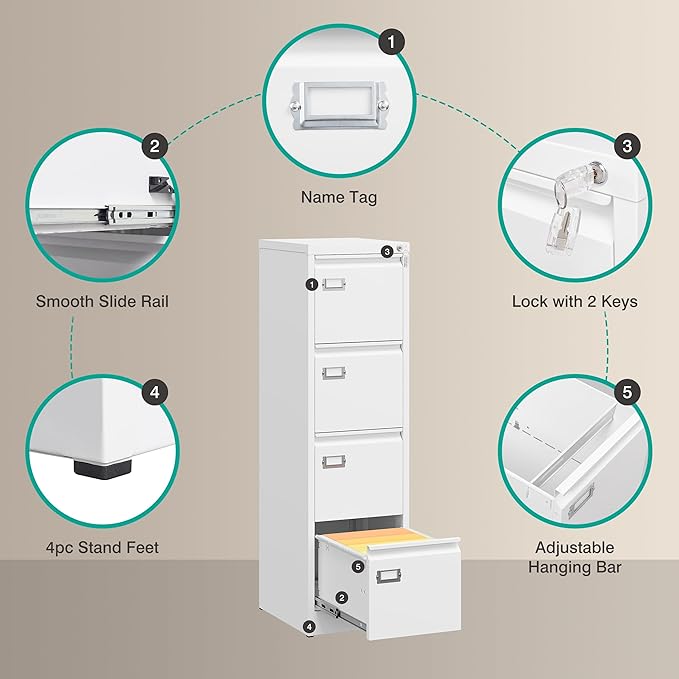 SISESOL 4 Drawer File Cabinet - Image 6