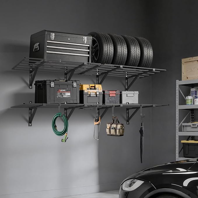 VEVOR 2-Pack Heavy Duty Garage Wall Shelving, 2 x 6 ft Steel Wall Mounted - Image 2
