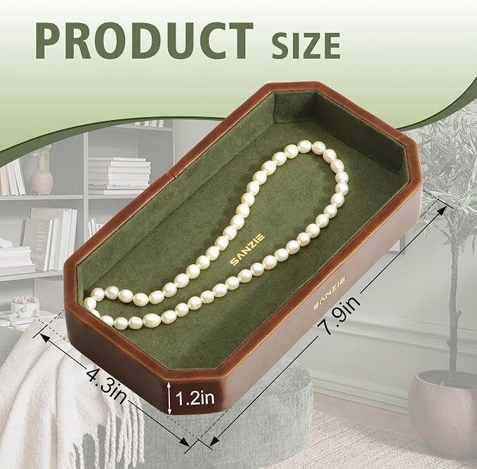 SANZIE Leather Tray Organizer Small Trays Decorative Tray Desktop Storage - Image 5