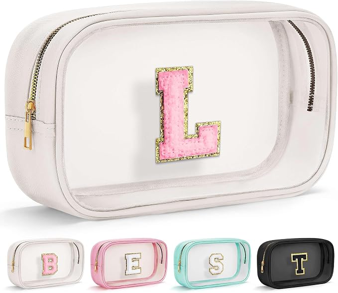 YOOLIFE Initial Makeup Bag Travel Toiletry Bag Clear Makeup Bag Preppy Cosmetic by YOOLIFE
