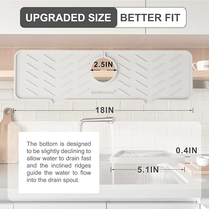 Meiliweser Silicone Faucet Mat for Kitchen Sink – Gen 2 Splash Guard - Image 2