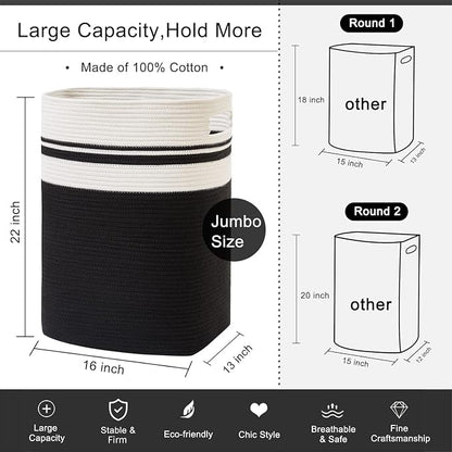 OIAHOMY Laundry Hamper-Laundry Basket, Tall Cotton Storage Basket - Image 5