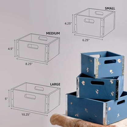 wald imports - Set of 3 Blue Wooden Crates - Image 5