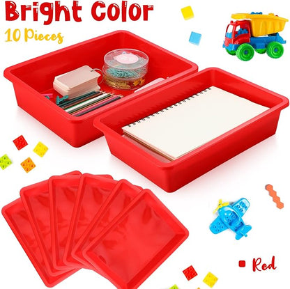 Hoteam 10 Pcs Flat Storage Organizer Tray Bin Paper Tray - Image 4
