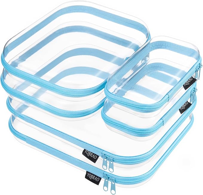 YQBRAO 6 Pack Sky Blue Clear Hard Shell Zipper Case, 1.2mm Heavy Duty by Unknown