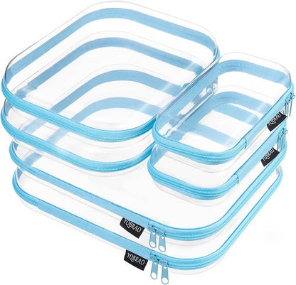 YQBRAO 6 Pack Sky Blue Clear Hard Shell Zipper Case, 1.2mm Heavy Duty by Unknown