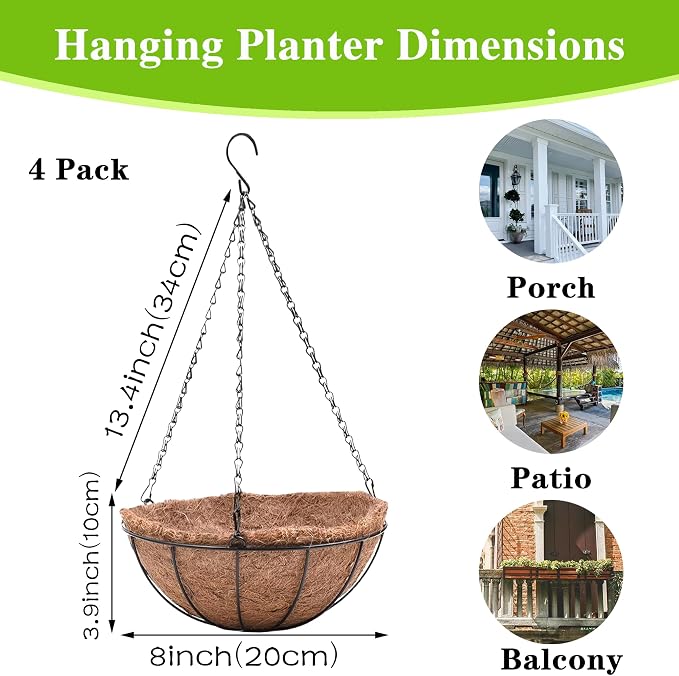 EIMQUVW 4 Pack Hanging Planter Basket - Image 4