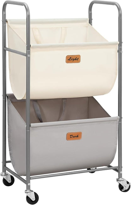 STORAGE MANIAC 80 Liters Vertical Rolling Laundry Hamper, 2 Section Laundry by STORAGEMANIAC