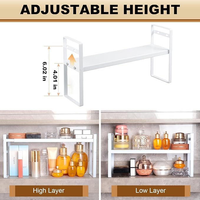 Small Expandable Medicine Cabinet Shelf, 3.58” Wide Metal Storage Stand - Image 4