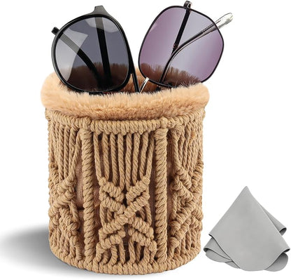 RayLove Glasses Holder for Nightstand, Boho Decor Eyeglass Case, Plush Lined by RAYLOVE