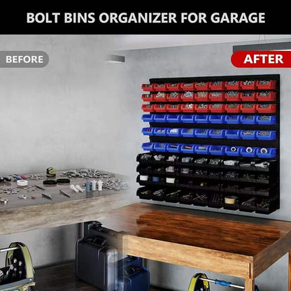 90Pcs Plastic Wall Mounted Storage Bins Parts Rack Nuts And Bolt Bins Organizer - Image 4