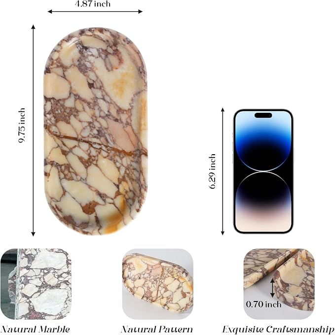 Koville Natural Marble Tray for Decor, Marble Vanity Tray for Perfume, Stone - Image 3
