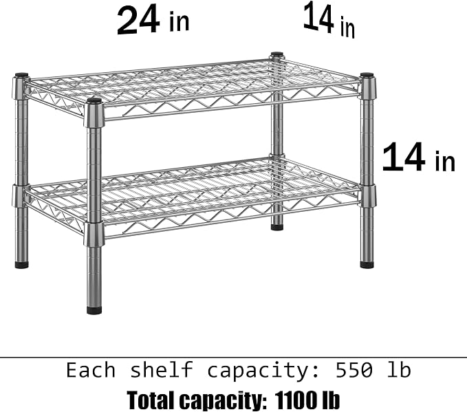 14" Deep x 24" Wide x 14" Height Wire Shelving Kit | 2-Tier | NSF Commercial - Image 3