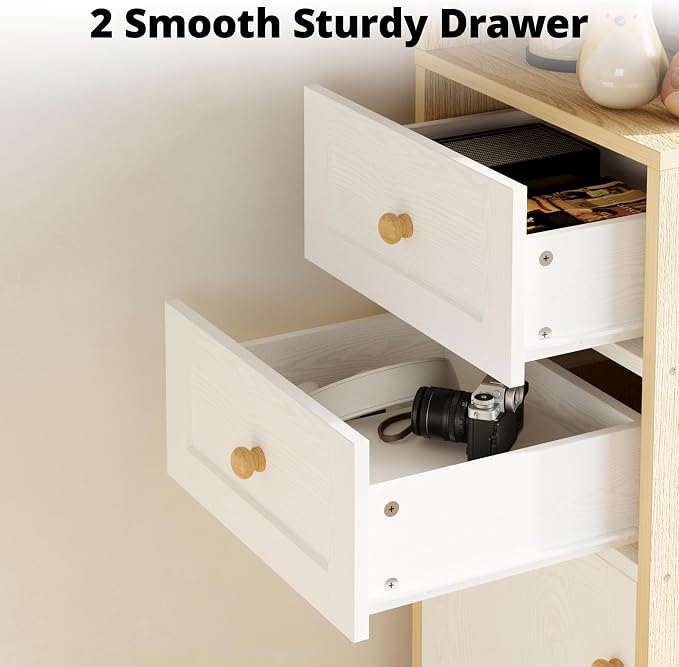 IRONCK Corner Bookshelf and Bookcase, Oak and White - Image 5