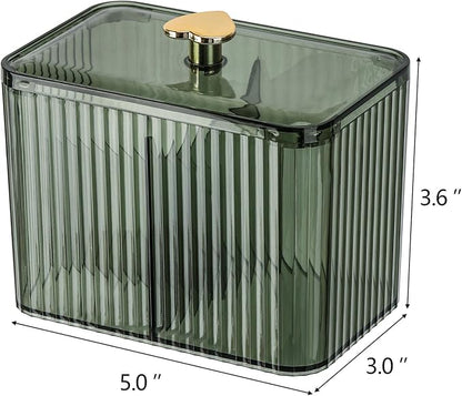 Tbestmax Qtip Holder Dispenser 3-Section Clear Bathroom Organizer Jar 3 Grids - Image 3