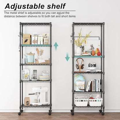 Himimi 5-Tier Wire Shelving Unit on Wheels, Adjustable Heavy Duty Metal Shelves - Image 5