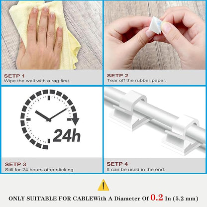 Cable Clips，100PCS Electrical Cord Management Adhesive Cable Wire Clip Wire - Image 5