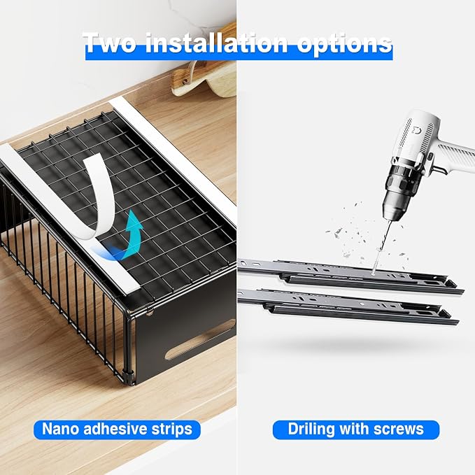 Mustorn 2 Pack Pull Out Cabinet Organizer, Slide Out Drawers - Image 5