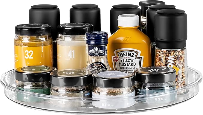 vacane Clear Lazy Susan Organizer, Non-Skid Plastic 11" Lazy Susan Turntable by vacane