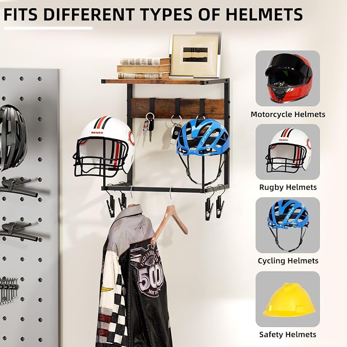 Urban Deco Motorcycle Helmet Holder Wall Mount, Helmet Rack - Image 3