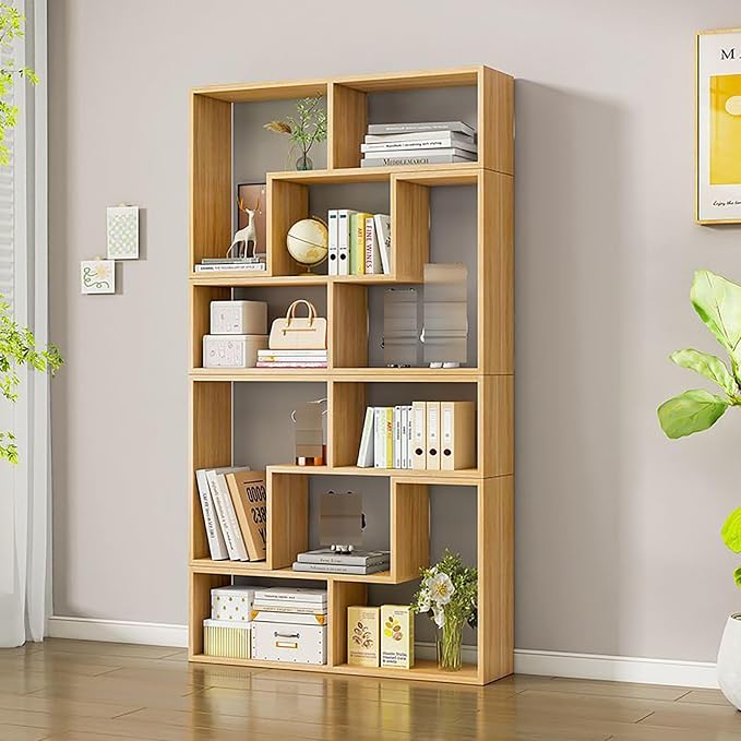 Expandable Bookcase with Adjustable Width, Wooden Room Divider Bookshelf by Unknown