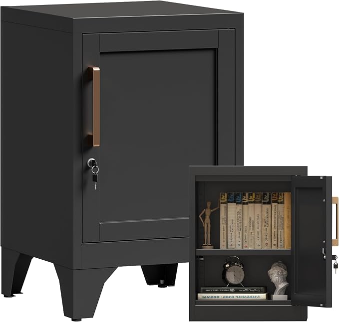 23.6"H Black Metal Locker Nightstand by Firstsky