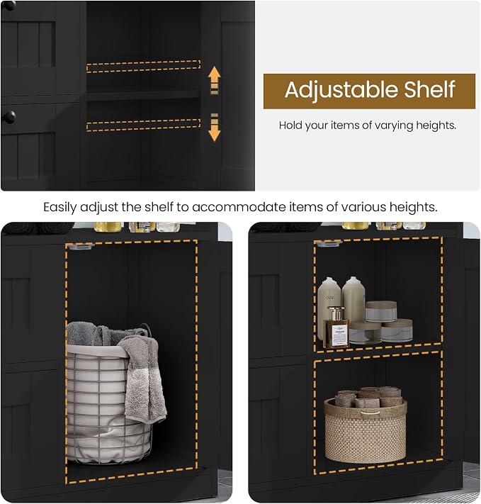 GRUSIGN Storage Cabinet, Modern Bathroom Floor Storage Cabinet Organizer - Image 8