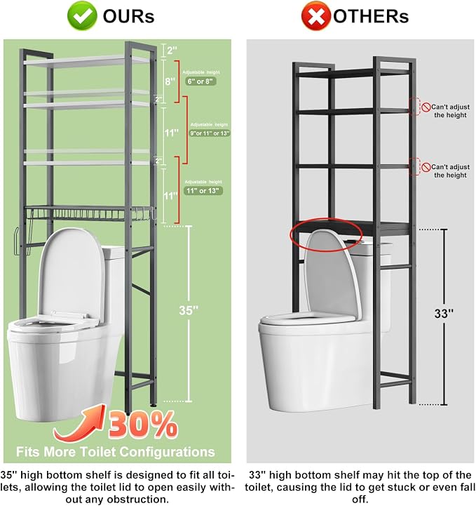 Kalrin Over-The-Toilet Storage Rack, 4-Tier Bathroom Organizer Shelf Over Toilet - Image 2
