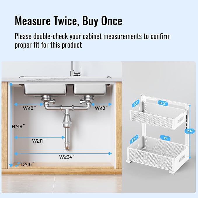 Full Metal Under Sink Organizer, Pull Out Cabinet Organizers and Storage - Image 2