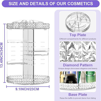 TiKenSo 360 Rotating Makeup Organizer, Cosmetics Organizer Makeup Spinning - Image 2