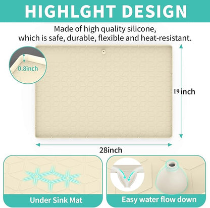 Under Sink Mat for Kitchen Silicone Waterproof Under Sink Liner, Flexible Sink - Image 2
