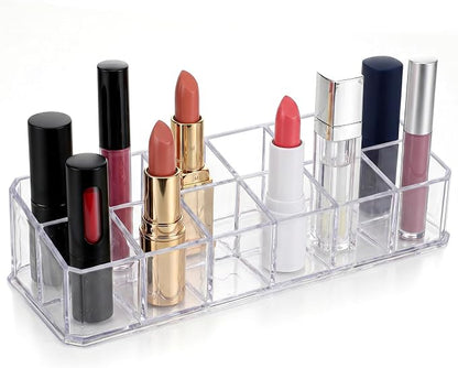 2 Rows Transparent Lipstick Holder, 12-Slot Acrylic Lipstick Organizer Case by Unknown