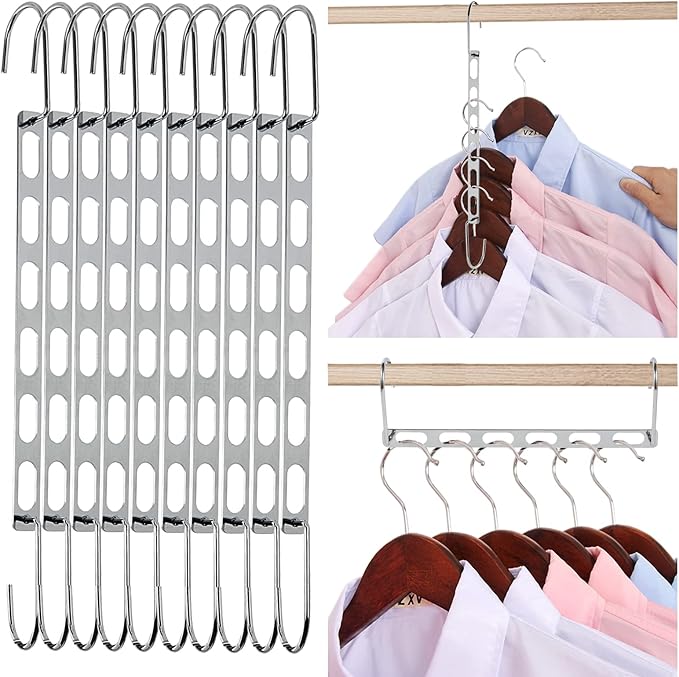 Space Saving Hangers for Clothes, 10 Pack Hanger Organizer Space Saver by TREES+%26+BREEZE
